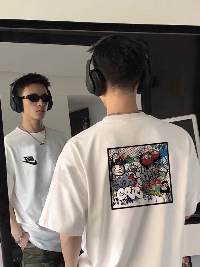 260G Heavy Cotton Nike Nike Nk Personalized Graffiti Cartoon Colored Image Short