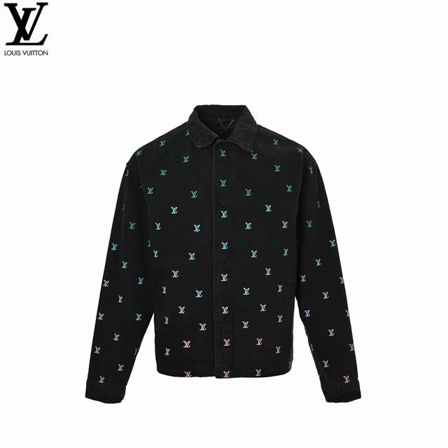 Louis Vuitton Louis Vuitton Ombre Embroidered Denim Jacket Made from washed blac