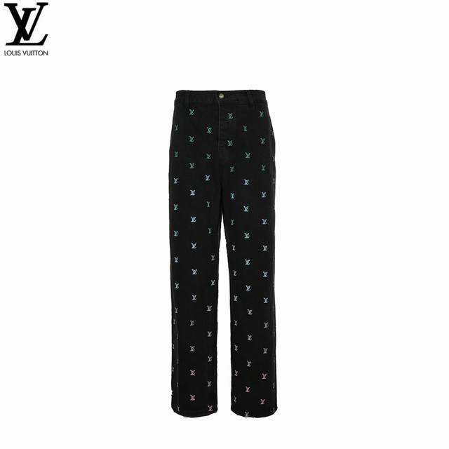 Louis Vuitton Gradient Fully Embroidered Jeans Set Made of washed black denim, e