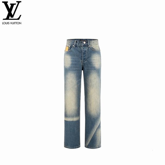 Louis Vuitton 25Ss photocopied sun-dried jeans Cotton twill denim fabric is brea