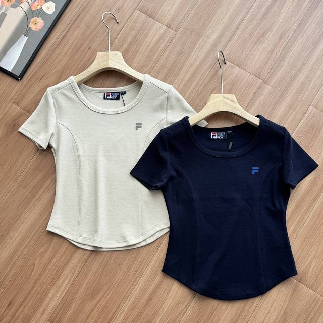 Fila Fusion Fila Fashion Women's Knitted Short-sleeved Shirt 2025 Early Autumn N