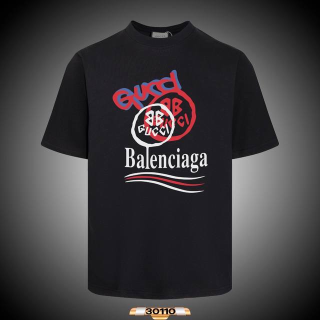 8892# Gucci~Gucci's new digital printed short-sleeved T-shirt, washable and colo