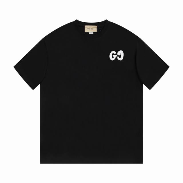 8879# Gucci 2025 Graffiti Double G Printed Colorful Letter Short Sleeves Made of
