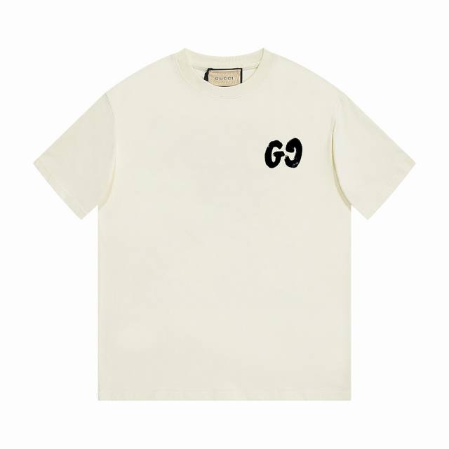 8879# Gucci 2025 Graffiti Double G Printed Colorful Letter Short Sleeves Made of