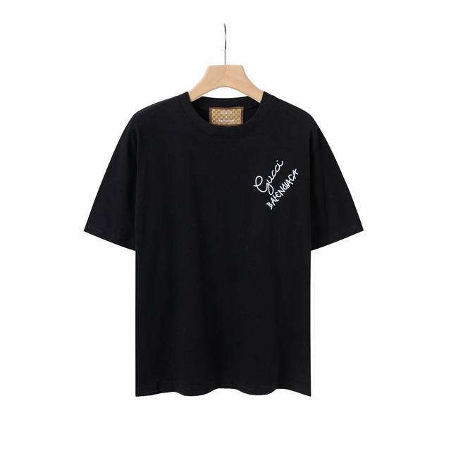8873-# Gucc*&Bal joint 2025 new hip-hop graffiti color print short-sleeved T-shi
