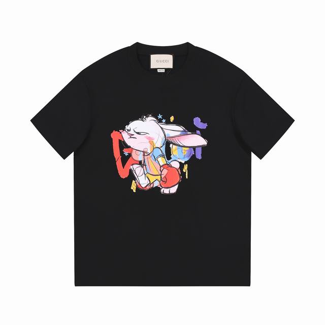 8871# Guc*Ci 25Ss Spring and Summer new long-eared rabbit T-shirt in stock, cute