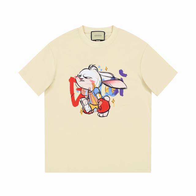 8871# Guc*Ci 25Ss Spring and Summer new long-eared rabbit T-shirt in stock, cute