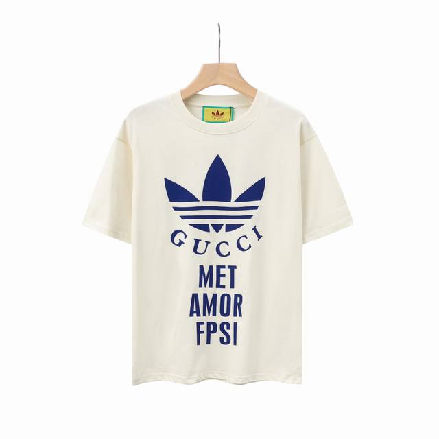 8870# Gucci co-branded Gucci co-branded Adidas double logo unisex pure cotton ro