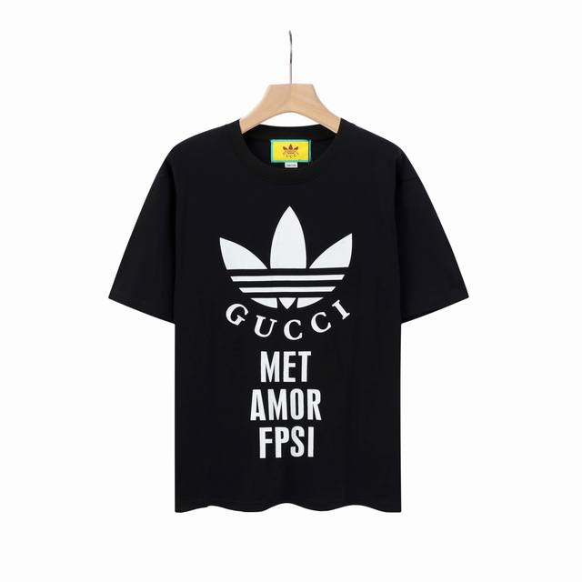 8870# Gucci co-branded Gucci co-branded Adidas double logo unisex pure cotton ro