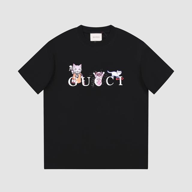 8862# Gu kitten print, the latest short sleeves of Gucci 2025 spring and summer!
