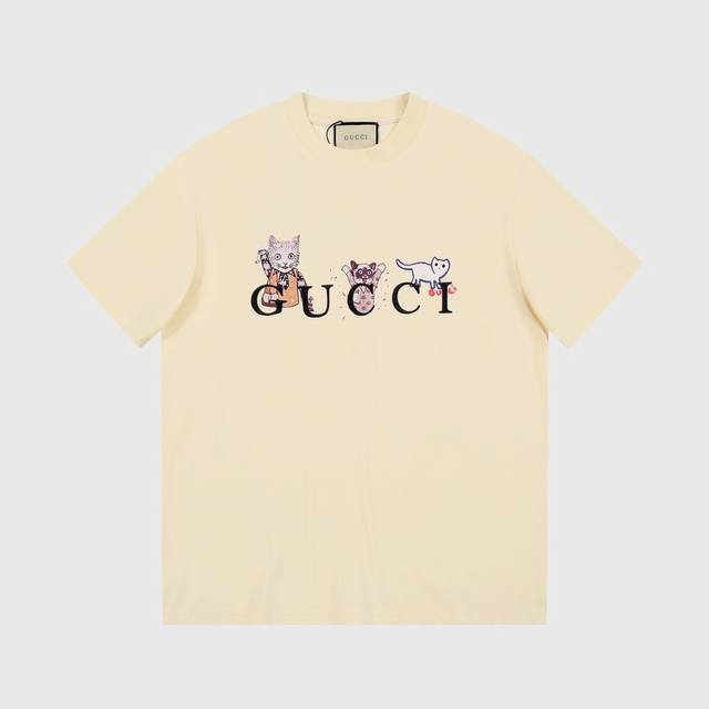 8862# Gu kitten print, the latest short sleeves of Gucci 2025 spring and summer!