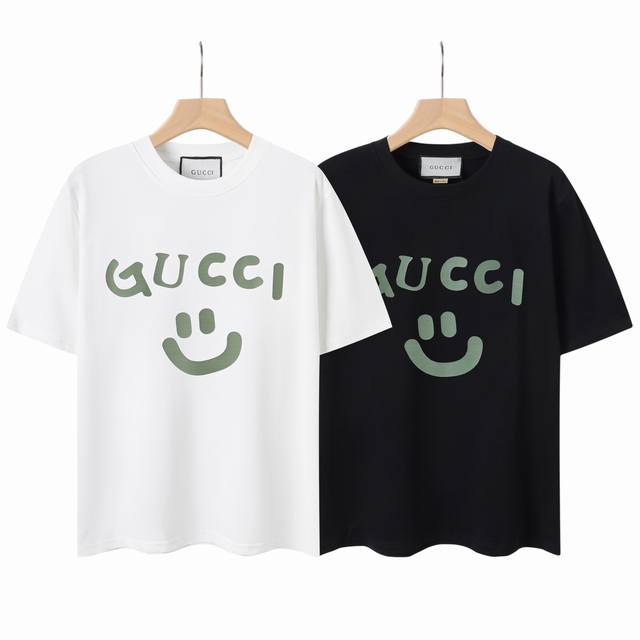 8852# Gu smiley face print, Gucci 2025 spring and summer latest short sleeves! !