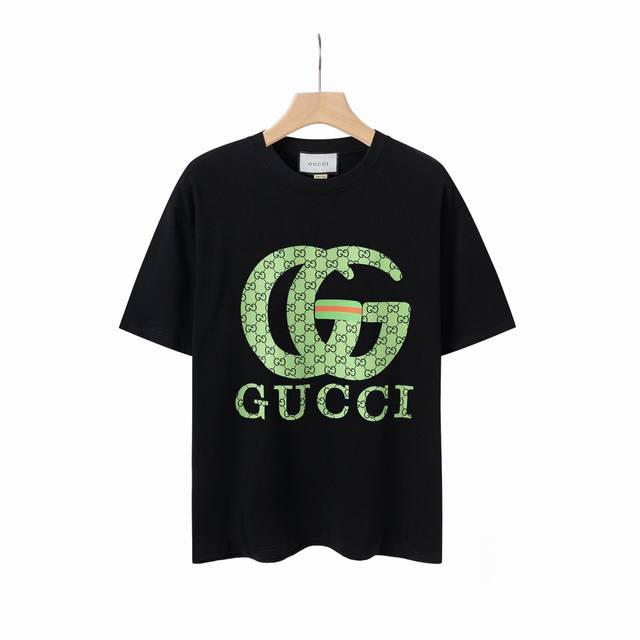 8848# Gucci 2025 spring and summer new green double G letter Logo short-sleeved