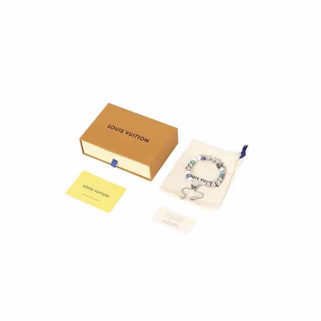 Louis Vuitton Recycled Monogram Beads Engraved Logo-Brass-Resin-Bracelet-Men's-M
