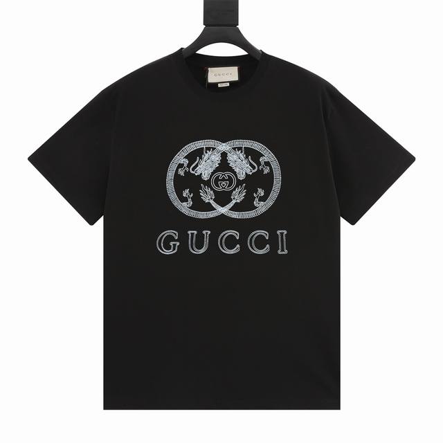 8840# Gucci 25Ss new dragon-shaped letter limited edition high-weight short-slee
