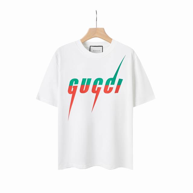 8835# Gucci 25Ss Blade Lightning Letter Printed Short Sleeves Fabric: 2G fine co