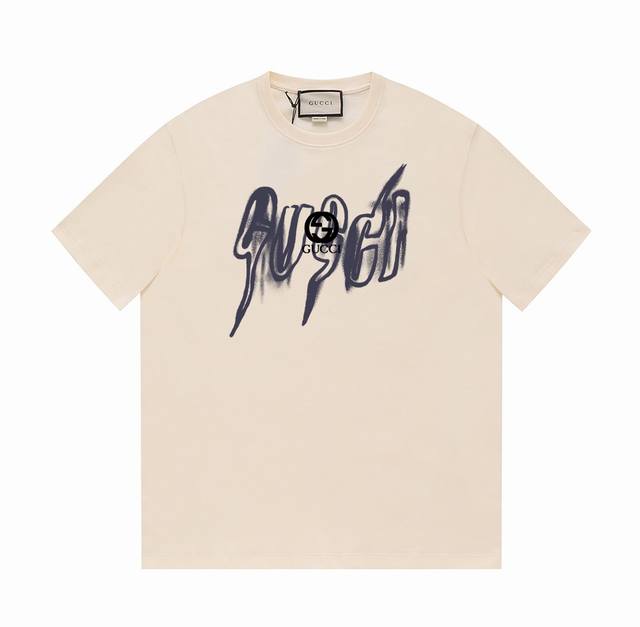 8826# -Gucci25Ss new arrival Gucci hand-painted irregular brand Logot shirt -Usi