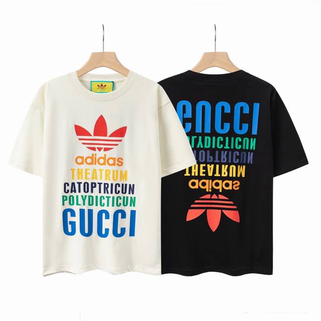 8823# Gucci co-branded Gucci co-branded colorful printed Logo unisex pure cotton