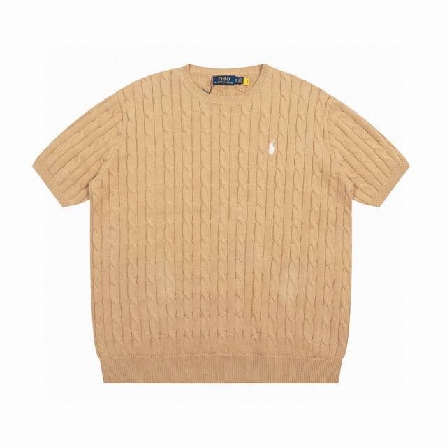 Men's Ralph Lauren round neck solid color pony embroidered logo knitted short s