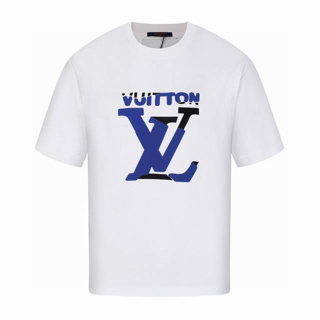 Louis Vuitton Summer new rubber printed letters contrast stitching round neck sh