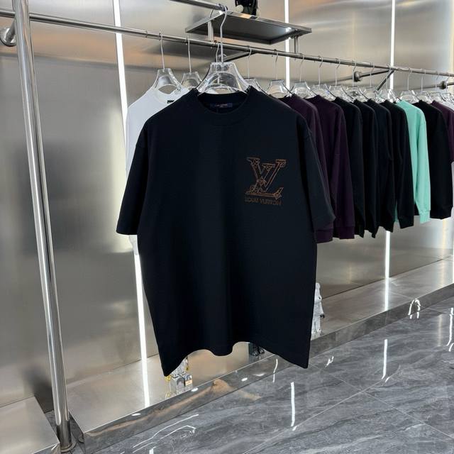 Louis Vuitton 2025Ss new patchwork color matching letters couple casual short-sl