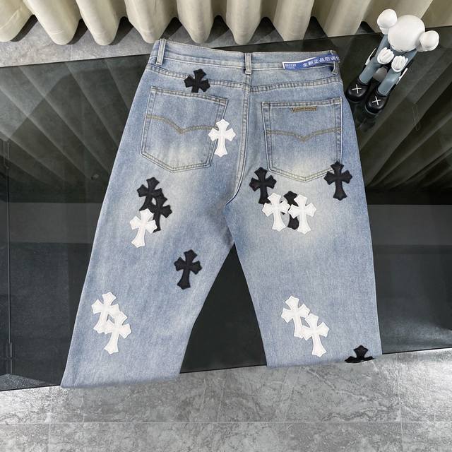 Ch Chromehearts black and white cross patch jeans Counter price 200,000 level, p