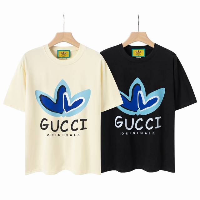 8809# Gucci 2025 spring and summer new blue heart cartoon letter Logo short-slee