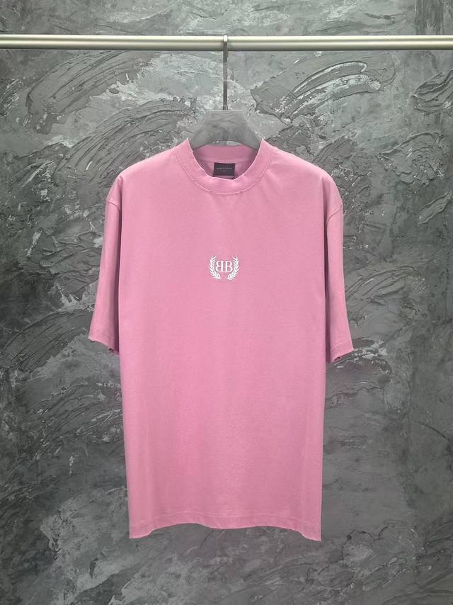 Balenci*Ga 25 Paris wheat ear letter short-sleeved T-shirt. The letter logo is e