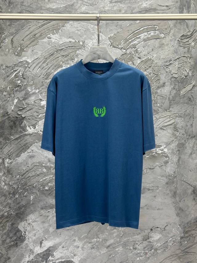 Balenci*Ga 25 Paris wheat ear letter style short-sleeved T-shirt. The letter log