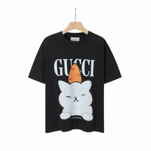 8803# Gu rabbit print, Gucci 2025 spring and summer latest short sleeves! ! The