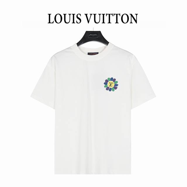 Louis Vuitton 25Ss sunflower painted graffiti large logo short-sleeved T-shirt T