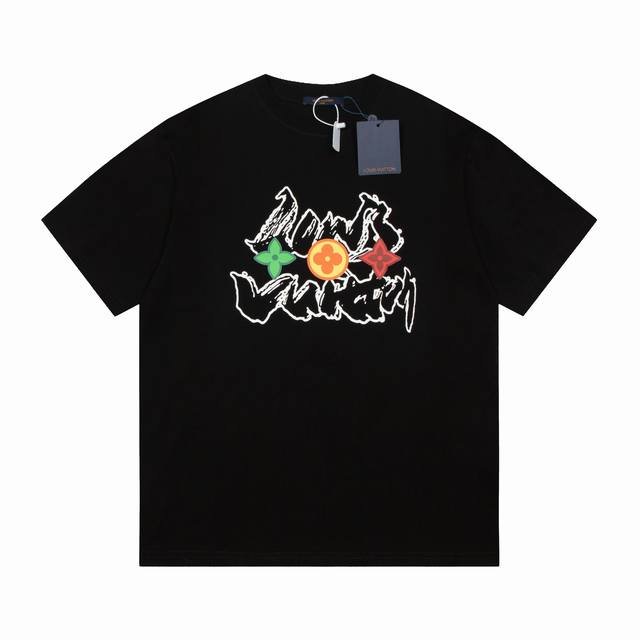 6648# High quality Lv Louis Vuitton three flower letter short sleeves, color-mat