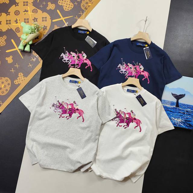 Size S-XlSelected Goods Ralph Lauren New Heavy Embroidery Unisex Couple Short S