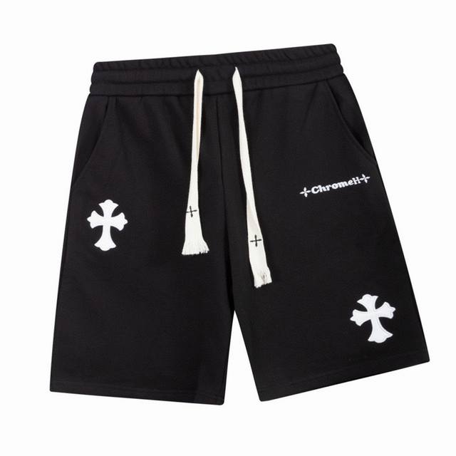 Chrome Hearts Summer new embroidered letter leather label cross shorts for men a