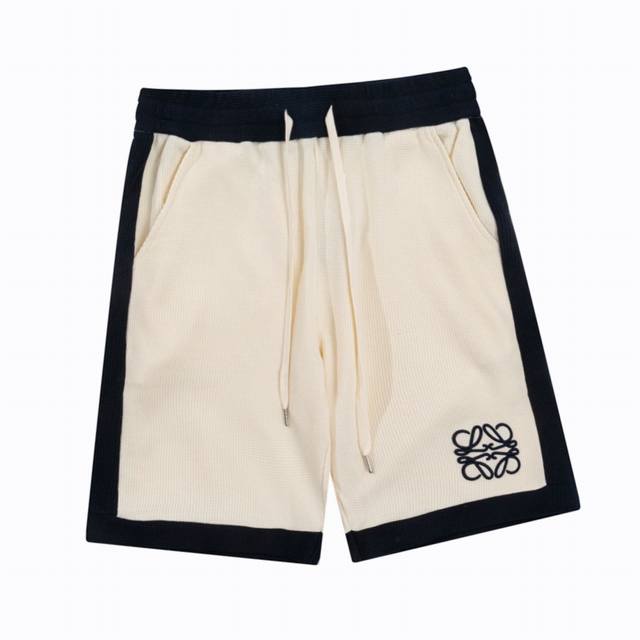 Loewe Summer new product, logo embroidered color matching waffle shorts, high-qu