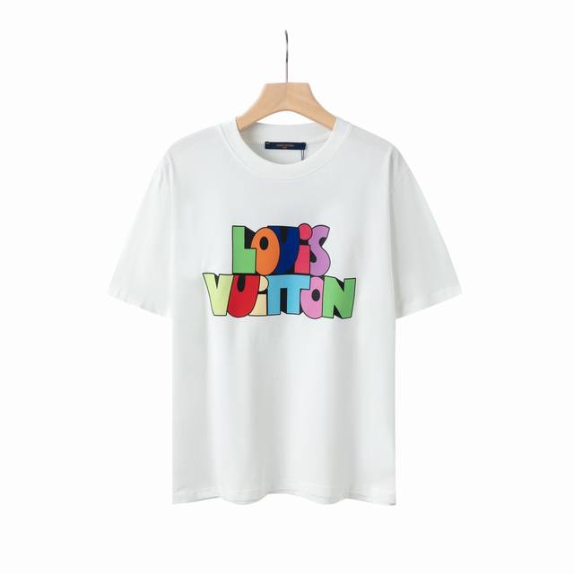 6630# Lv Black and white printed unisex pure cotton short-sleeved T-shirt Origin