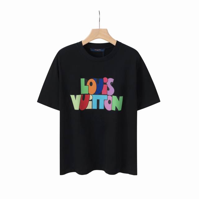 6630# Lv Black and white printed unisex pure cotton short-sleeved T-shirt Origin