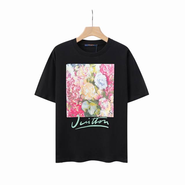 6623# Lv floral tapestry print unisex pure cotton short-sleeved T-shirt original