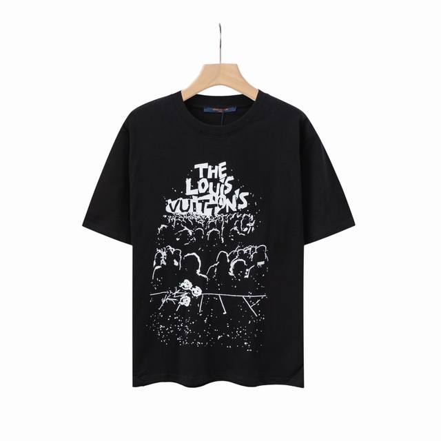 6622# Lv Concert print unisex pure cotton round neck T-shirt Original fabric off
