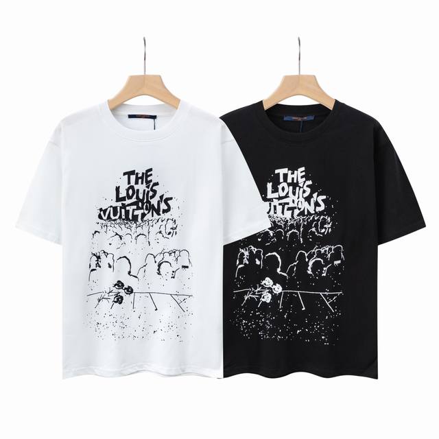 6622# Lv Concert print unisex pure cotton round neck T-shirt Original fabric off