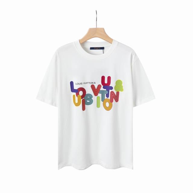 6620# Lv Black and white printed unisex pure cotton short-sleeved T-shirt Origin