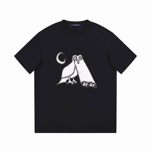 6617# Lv Black and white printed unisex pure cotton short-sleeved T-shirt Origin