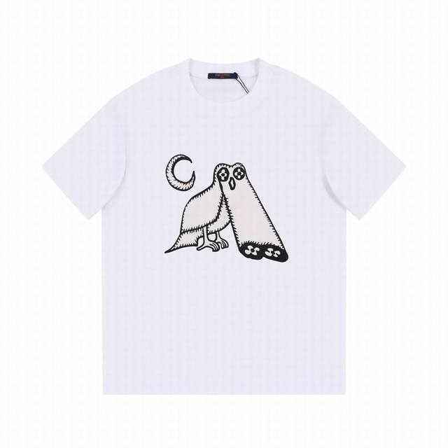 6617# Lv Black and white printed unisex pure cotton short-sleeved T-shirt Origin