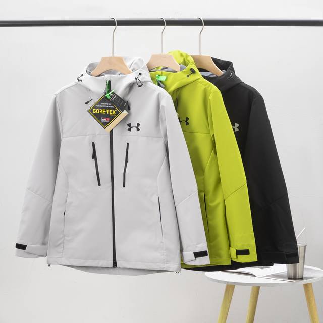 99087# Ua Under Armour casual sports jacket with hood, youthful design, three-di