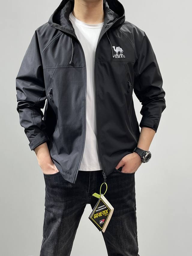18663# Camel Hooded Outdoor Sports Soft Shell Windbreaker Classic Style New Arri