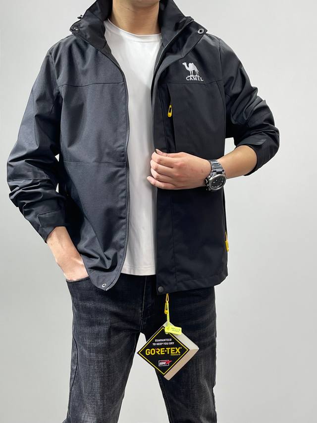 19662# Camel Hooded Outdoor Sports Soft Shell Windbreaker Classic Style New Arri