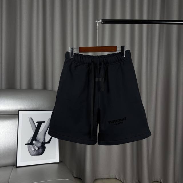 Double-line double-row flocked letters high street style shorts drawstring thre