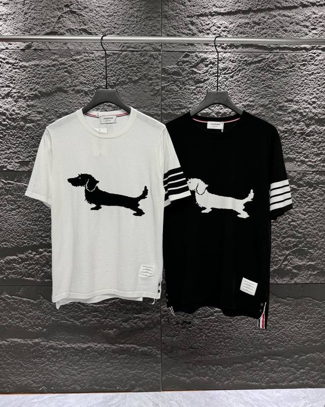 Thom Browne Thom Browne four-stripe puppy jacquard Tencel short sleeves! 2025Ss