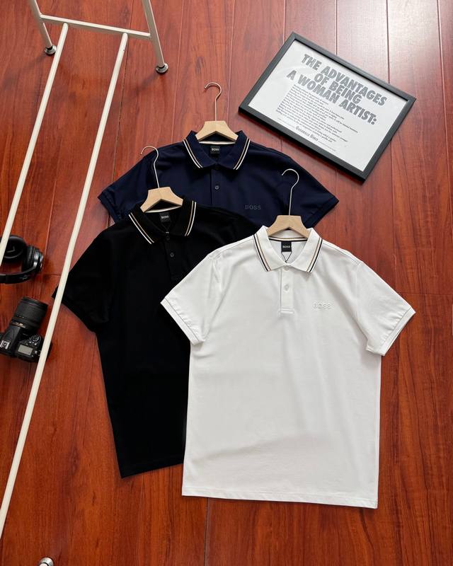 Original quality Hugoboss men's classic embossed business casual short-sleeved