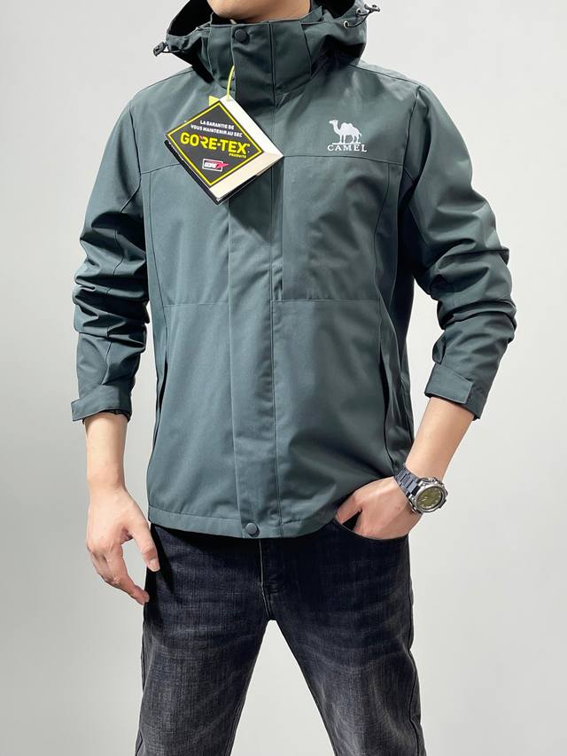 19662# Camel Hooded Outdoor Sports Soft Shell Windbreaker Classic Style New Arri